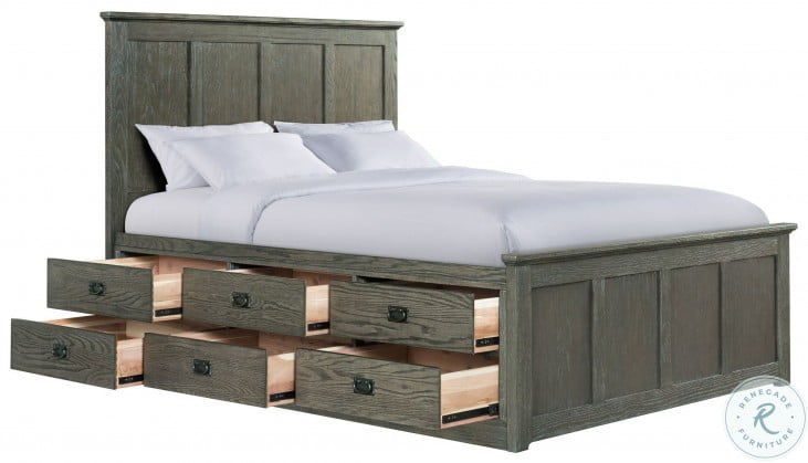 Oak Park Brushed Pewter Two Sided 12, King Size Captains Bed With 8 Drawers And 2 Cupboards