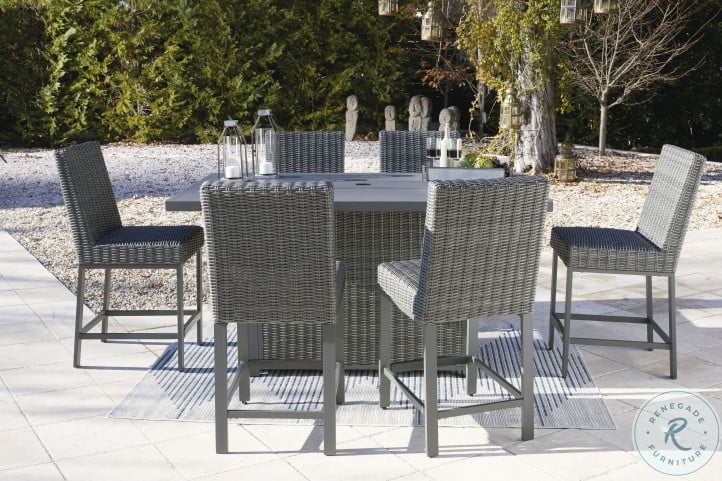 Palazzo Gray Outdoor Bar Table Set With, Outdoor Bar Fire Pit Table Set