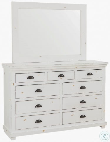 Willow Distressed White Drawer Dresser, Progressive Furniture Willow Distressed Dresser