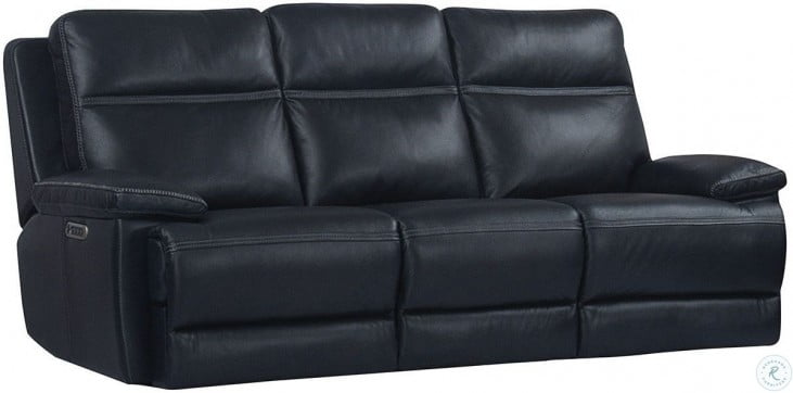 Paxton Navy Leather Dual Power, Dual Power Reclining Leather Sofa