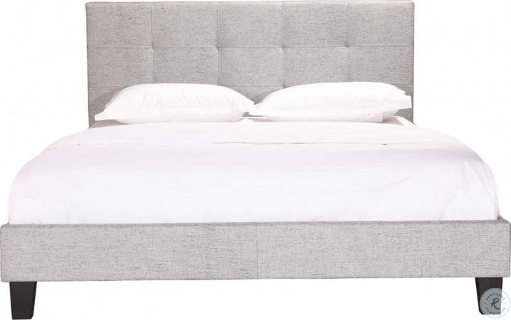 Eliza Light Grey King Upholstered, Grey Fabric Platform Bed King