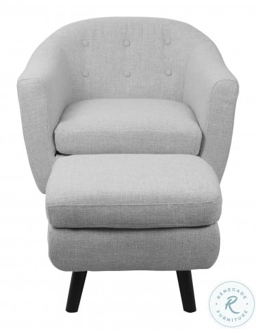 Rockwell Light Grey Noise Fabric Accent, Light Grey Chair With Ottoman