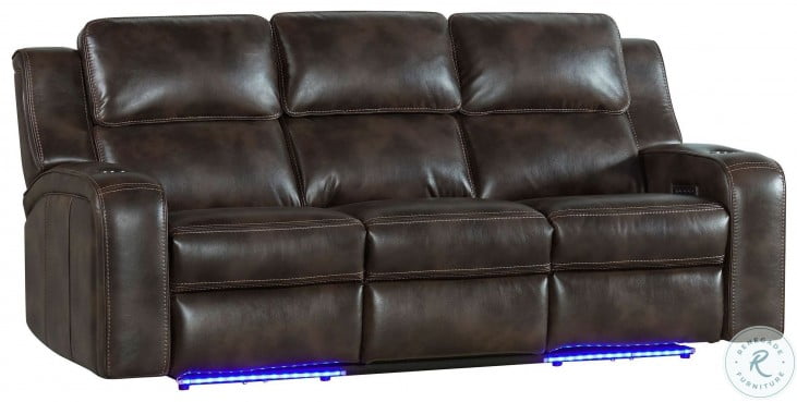 Silhouette Bolero Coffee Dual Power, Coffee Leather Reclining Sofa