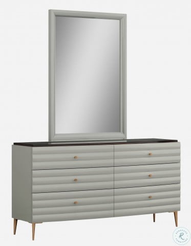 Shanghai Grey And Rose Gold Mirror, Rose Gold Dresser With Mirror