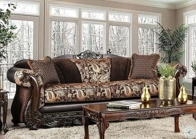 Newdale Brown and Gold Living Room Set | HomeGalleryStores.com | SM6427-SF