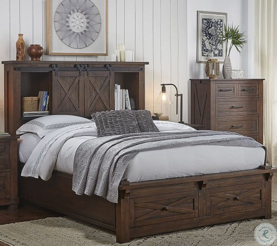 Sun Valley Rustic Timber King Bookcase, Bookcase And Storage Bed