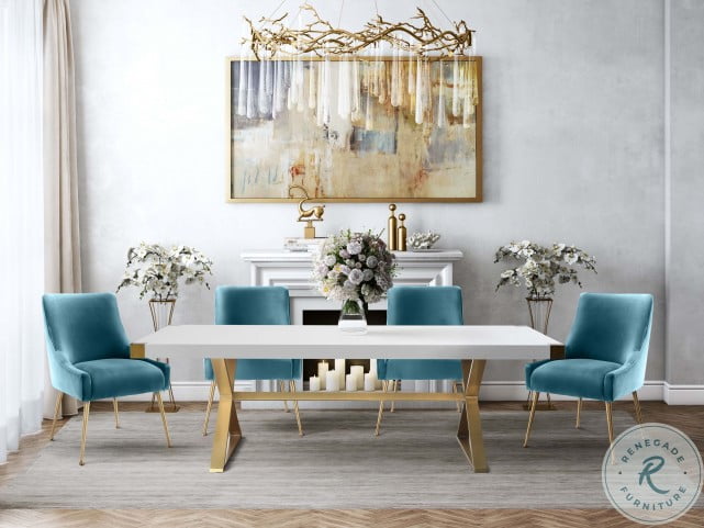 Adeline White and Gold Dining Table | HomeGalleryStores.com | G5496
