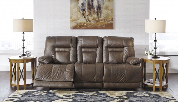 Wurstrow Umber Power Reclining Sofa, Buncrana Italian Leather Power Reclining Sofa With Adjustable Headrest