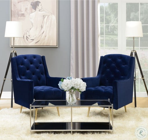 Reese Navy Blue On Tufted Accent, Navy Blue Chairs With Gold Legs