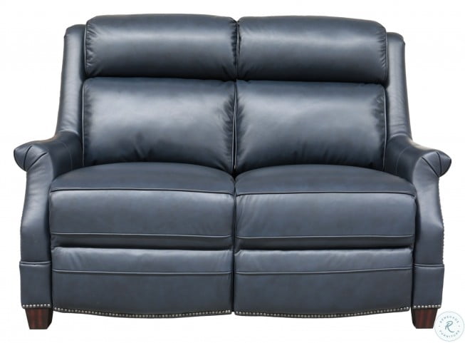 Warrendale Sham Blue Leather Power, Navy Leather Recliner Couch