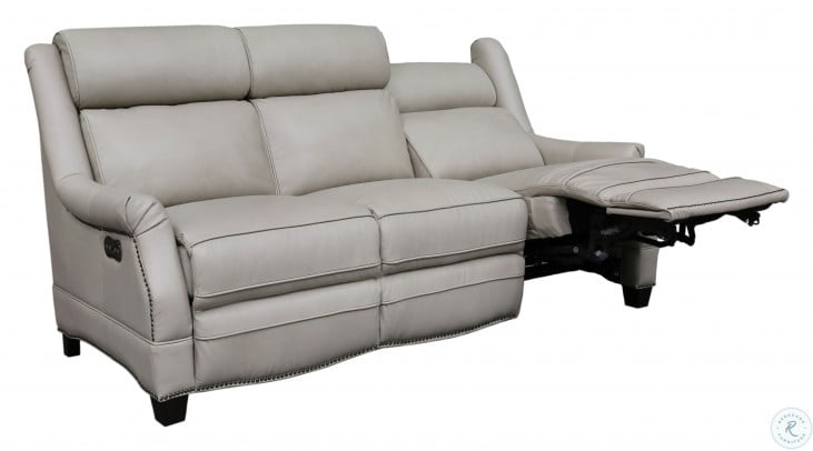 Warrendale Sham Cream Leather Power, Leather Reclining Sofa With Power Headrest